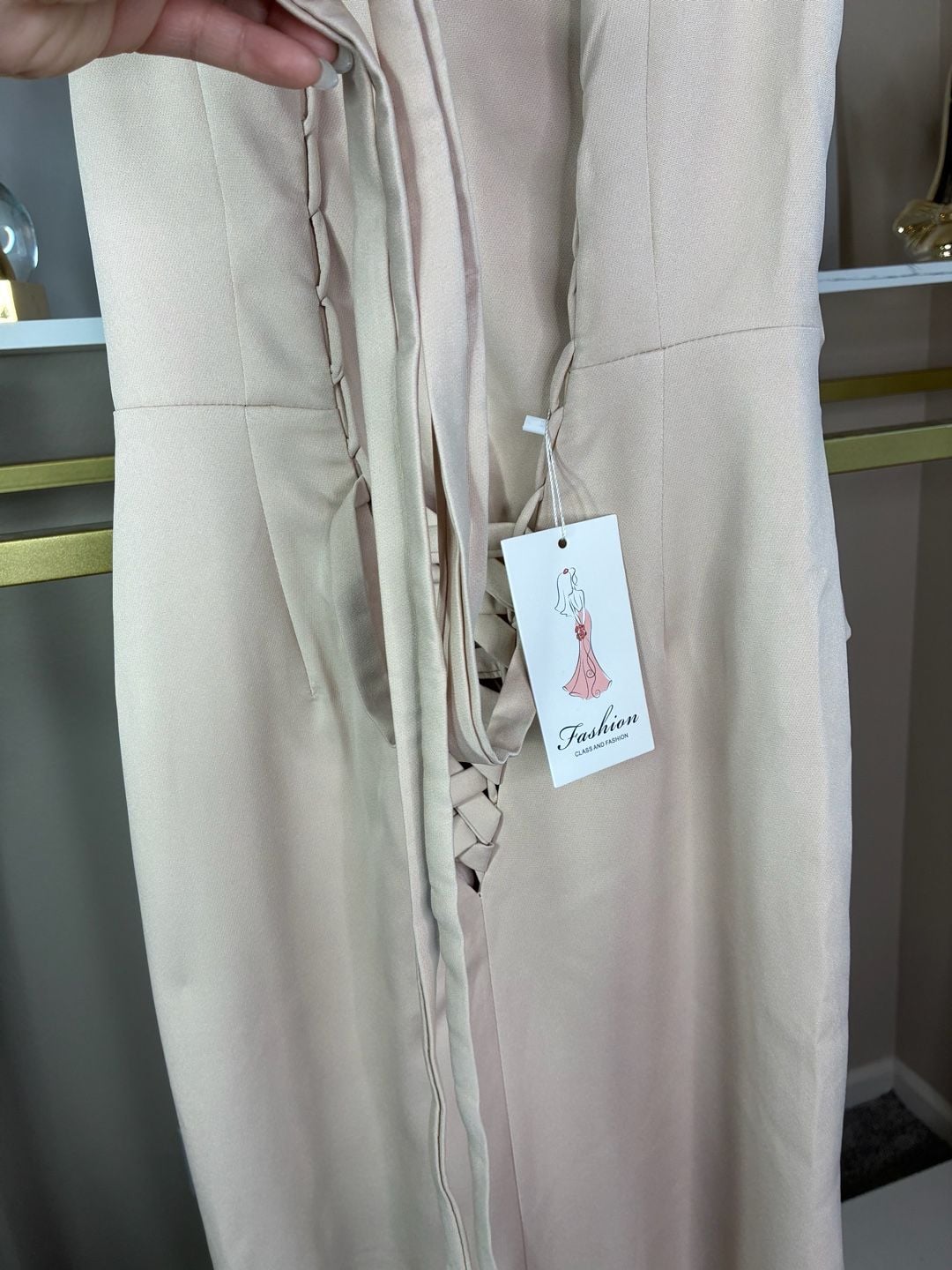 Formal Maxi Dress Ruffle Slit Lace-Up Back Women’s Size 0 New 11