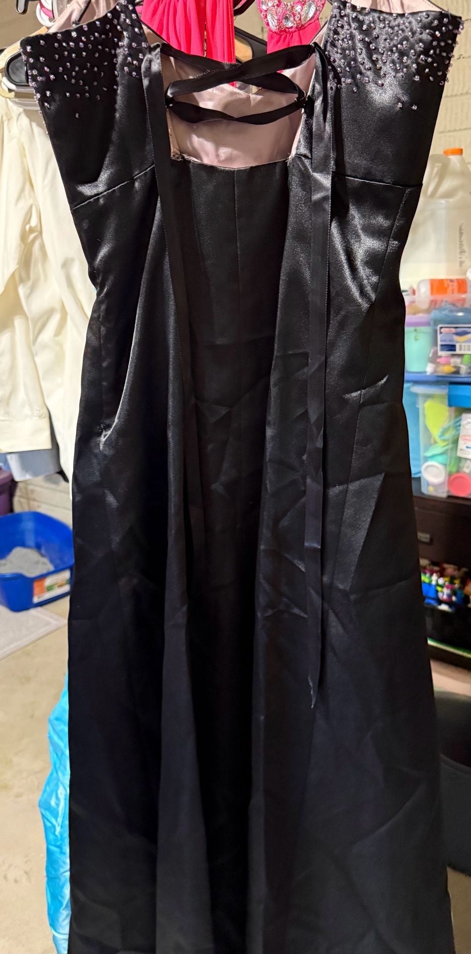 Jump Apparel Co. Black Beaded Satin Prom Dress Size 3 4