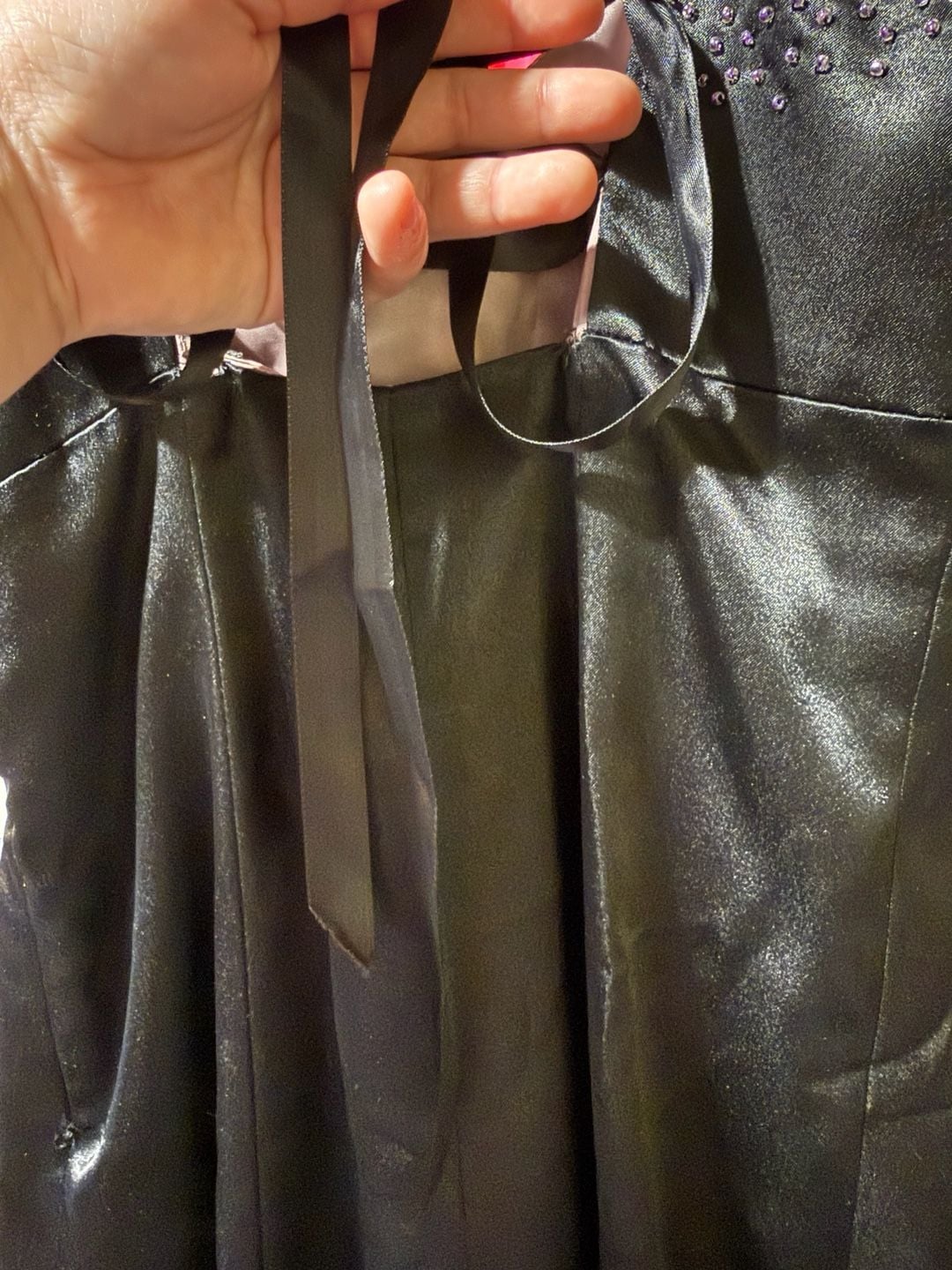 Jump Apparel Co. Black Beaded Satin Prom Dress Size 3 7