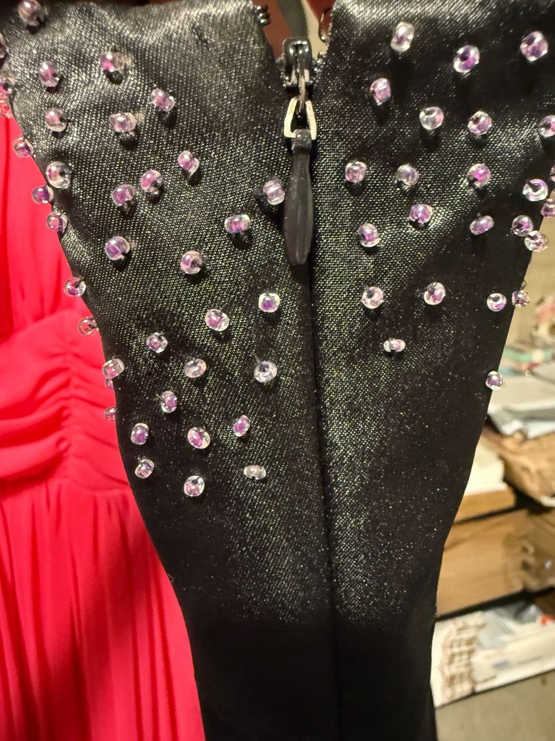 Jump Apparel Co. Black Beaded Satin Prom Dress Size 3 8