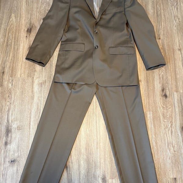 Lauren Ralph Lauren Men's Olive Green 100% Wool Two-Piece Suit 40L