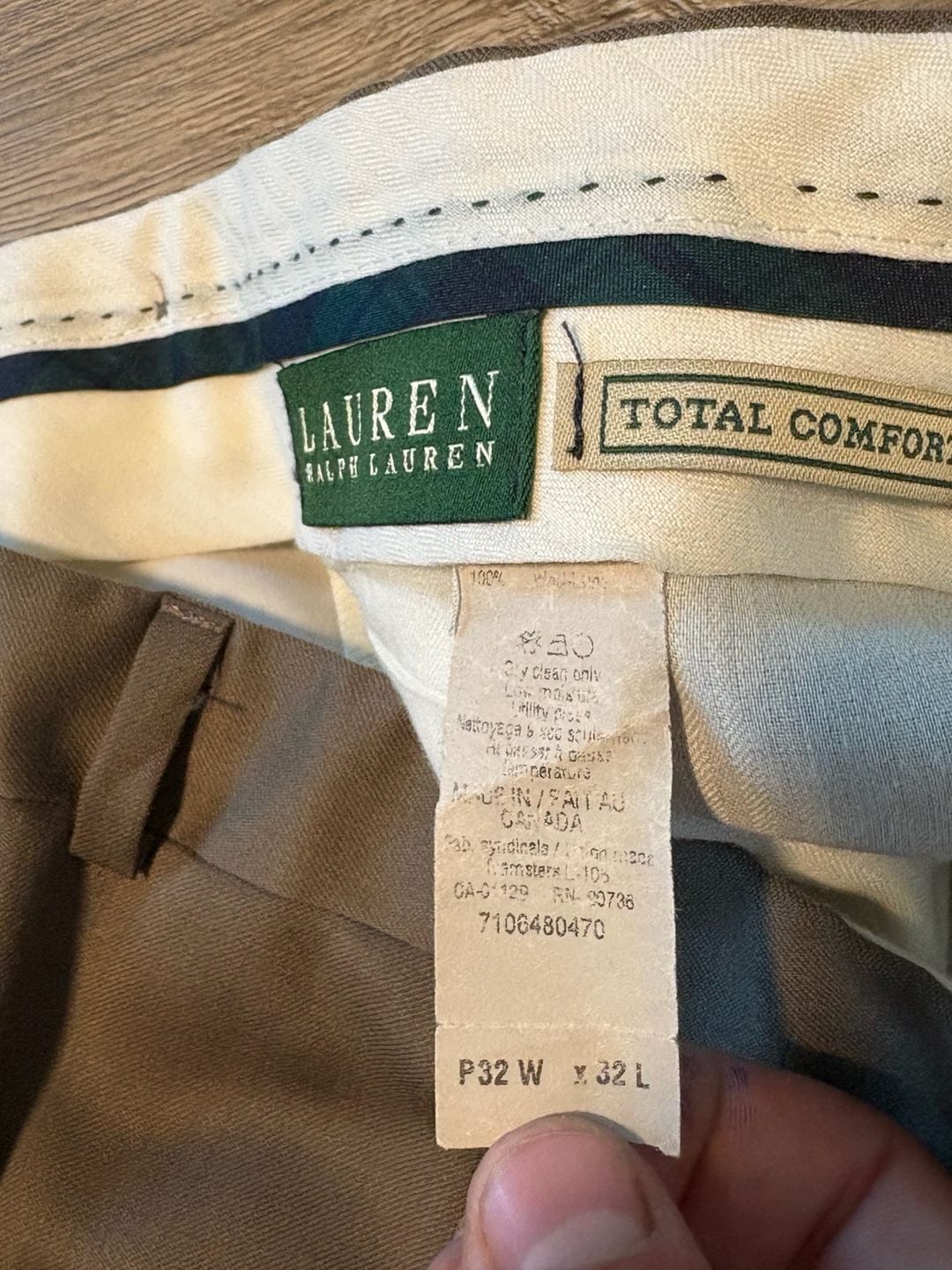 Lauren Ralph Lauren Men's Olive Green 100% Wool Two-Piece Suit 40L 14