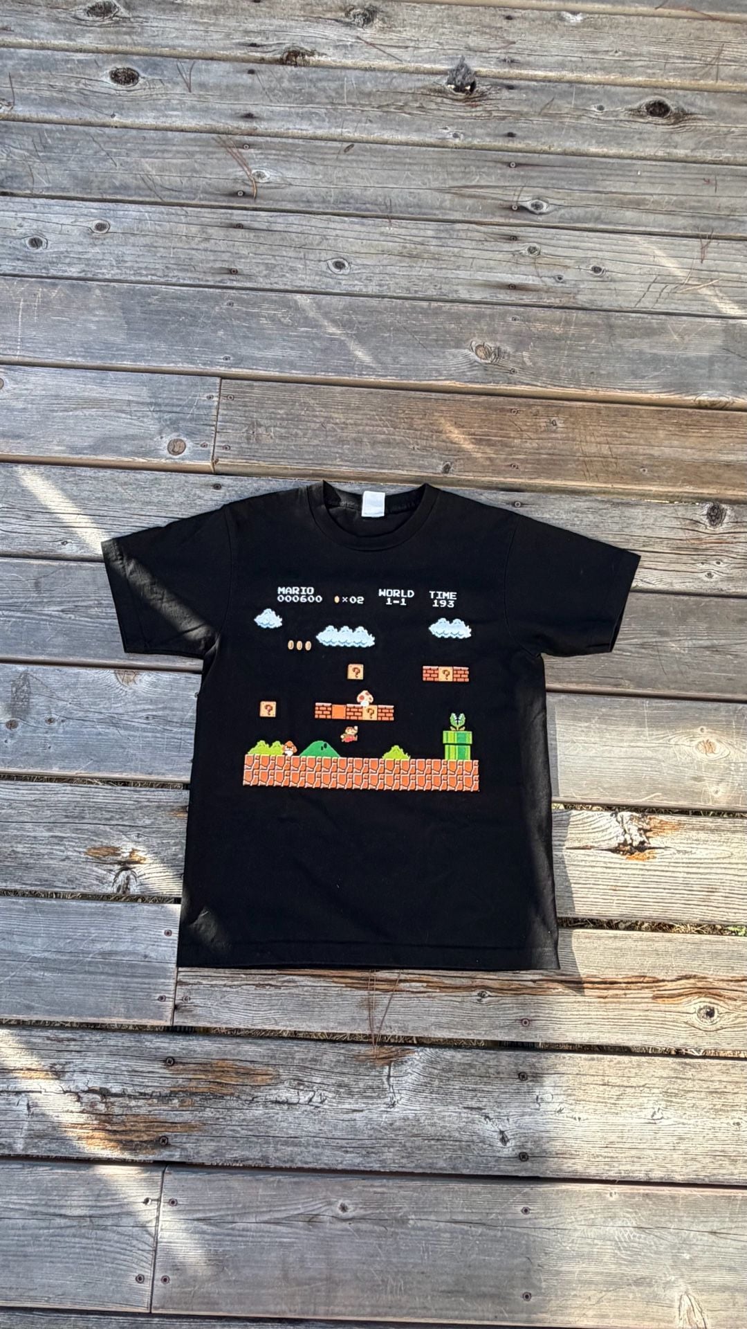 Nintendo Super Mario Bros World 1-1 Game Scene Graphic T-Shirt Black XS 1
