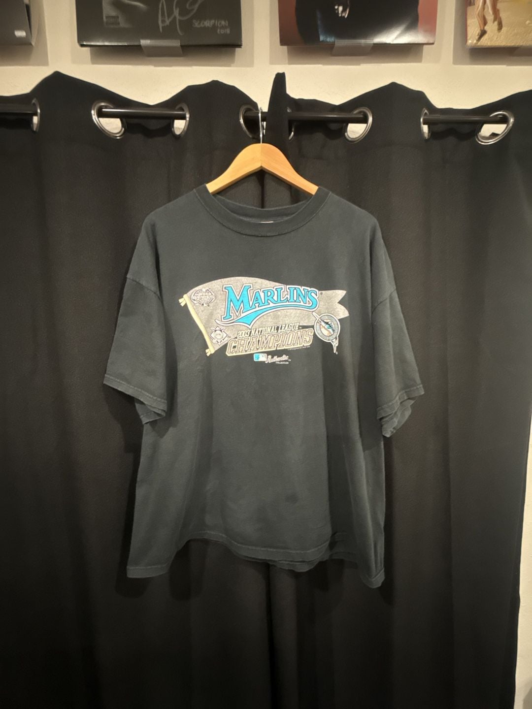 Vintage 2003 Florida Marlins National League Champions Lee Sport T-Shirt Black 2