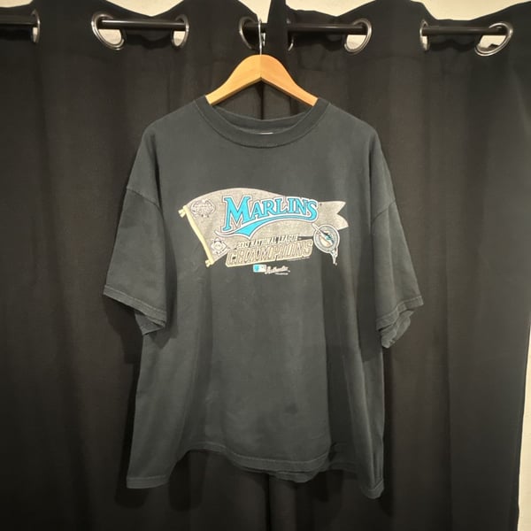 Vintage 2003 Florida Marlins National League Champions Lee Sport T-Shirt Black
