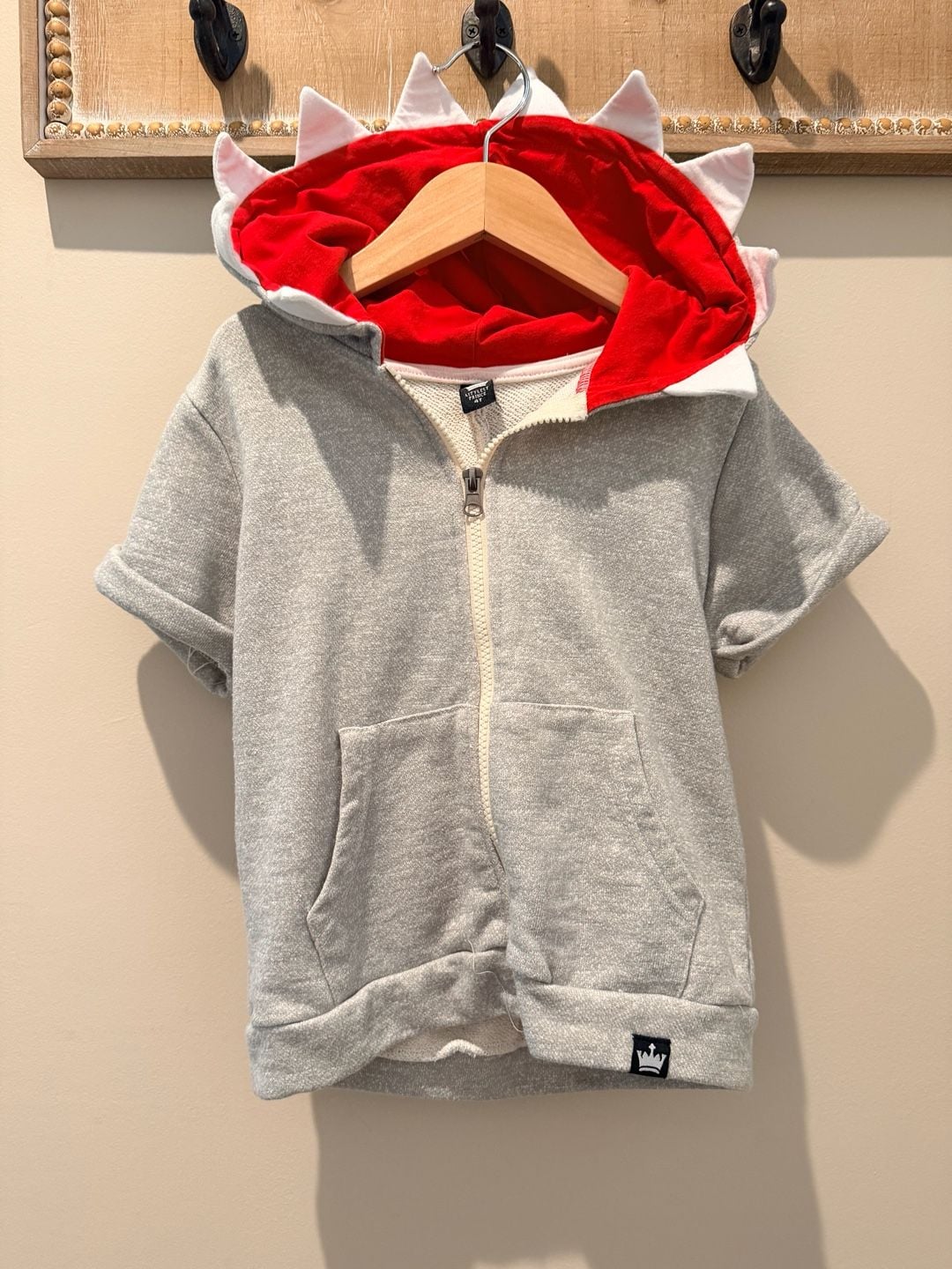 Little Prince Shark Zip-Up Hoodie with Tooth Hood and Pocket Size 4T 3