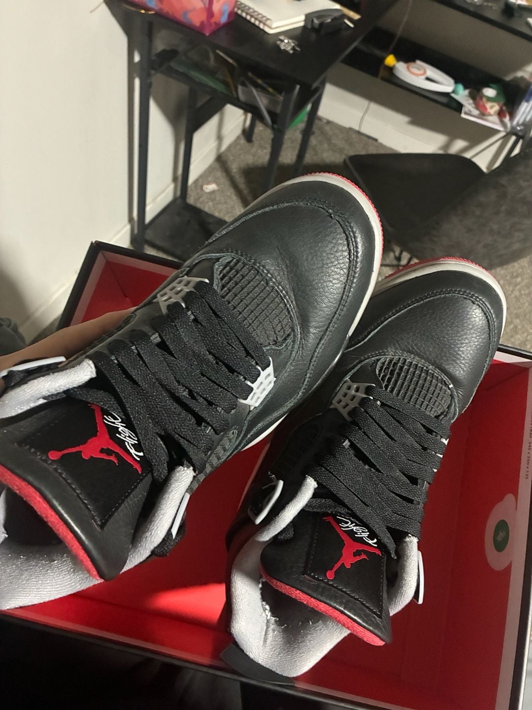 Nike Air Jordan 4 Retro Reimagined Bred Black Cement Grey Varsity Red 7