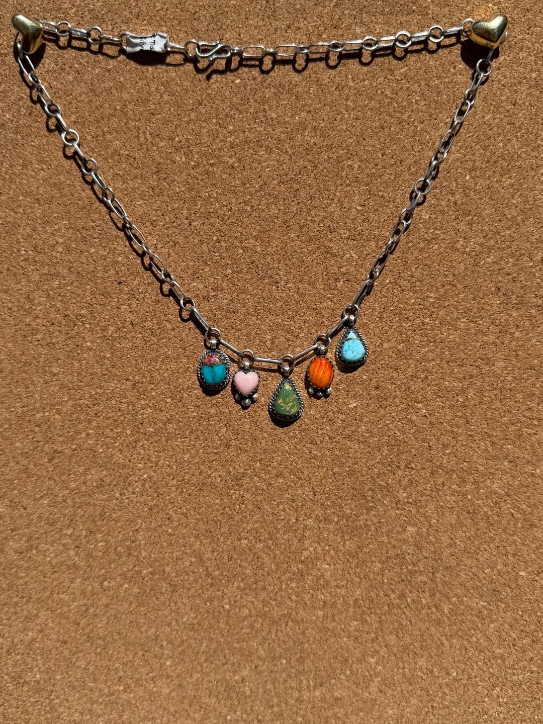 Sterling Silver Multi Stone Charm Necklace 2