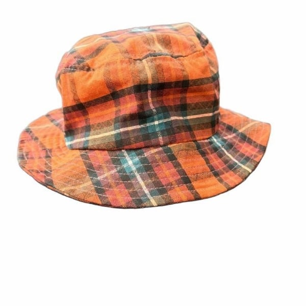 Urban Outfitters Orange Plaid Cotton Bucket Hat