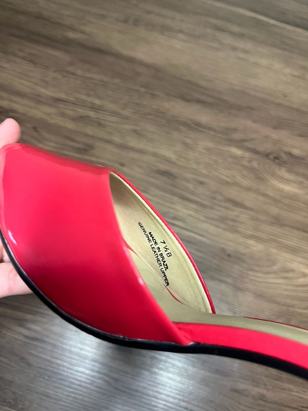 Talbots Red Patent Leather Open Toe Kitten Heel Mules Slides Size 7.5 B 6