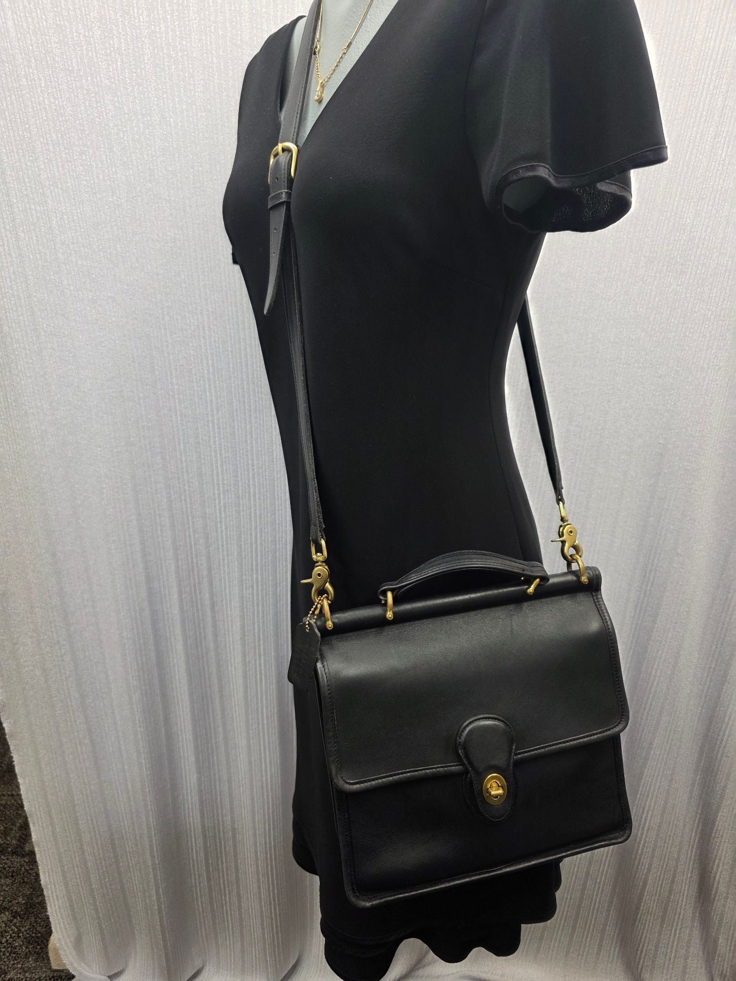 Vintage Coach Black Leather Top Handle Crossbody Bag No. B9P-9927 2