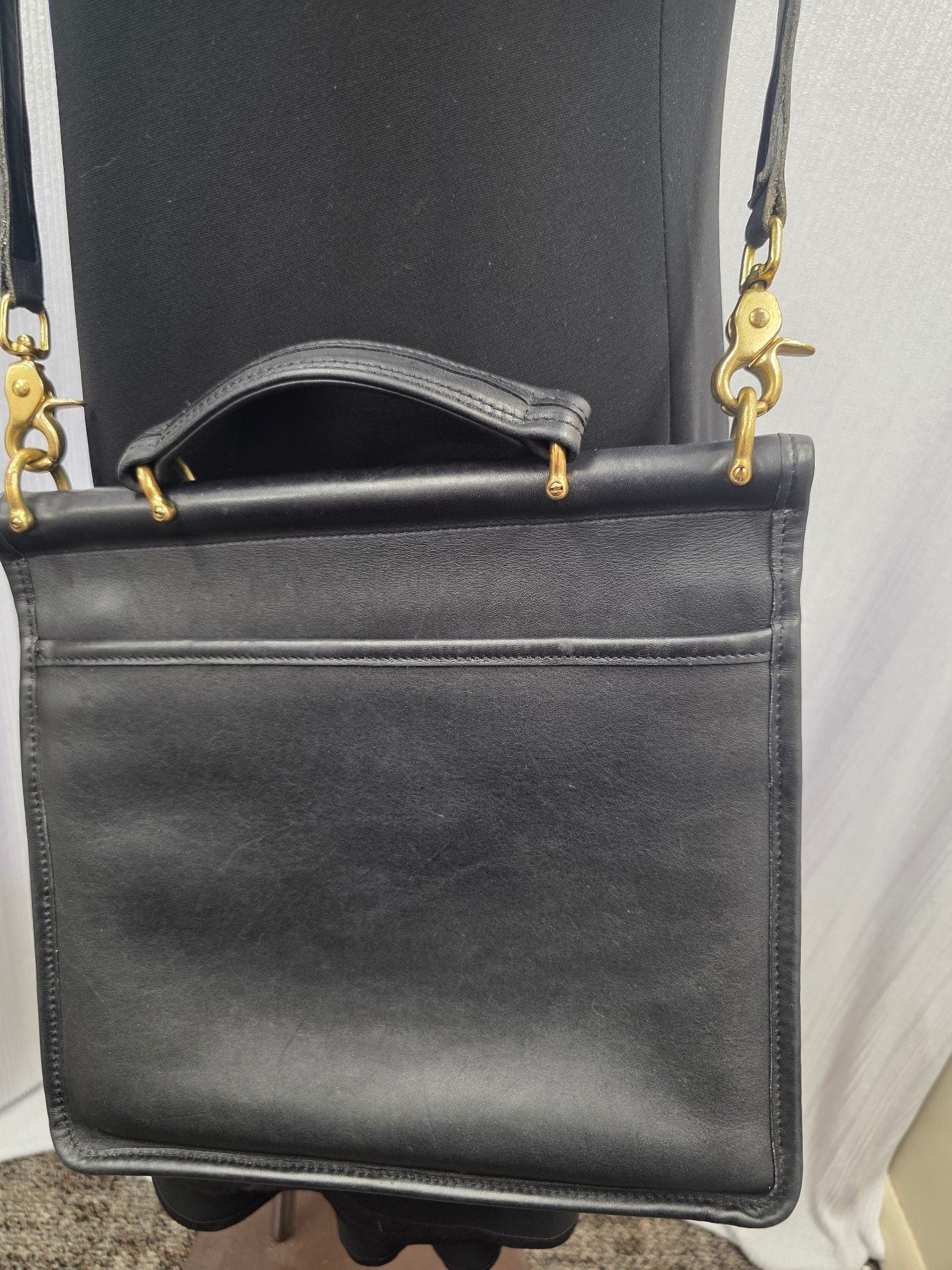 Vintage Coach Black Leather Top Handle Crossbody Bag No. B9P-9927 3
