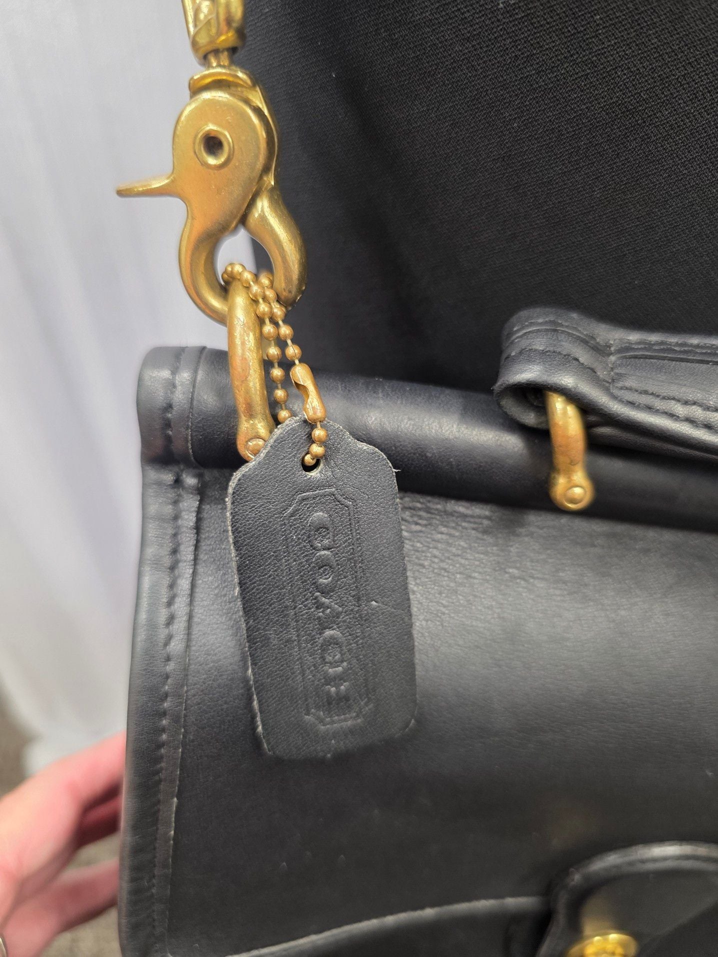 Vintage Coach Black Leather Top Handle Crossbody Bag No. B9P-9927 4