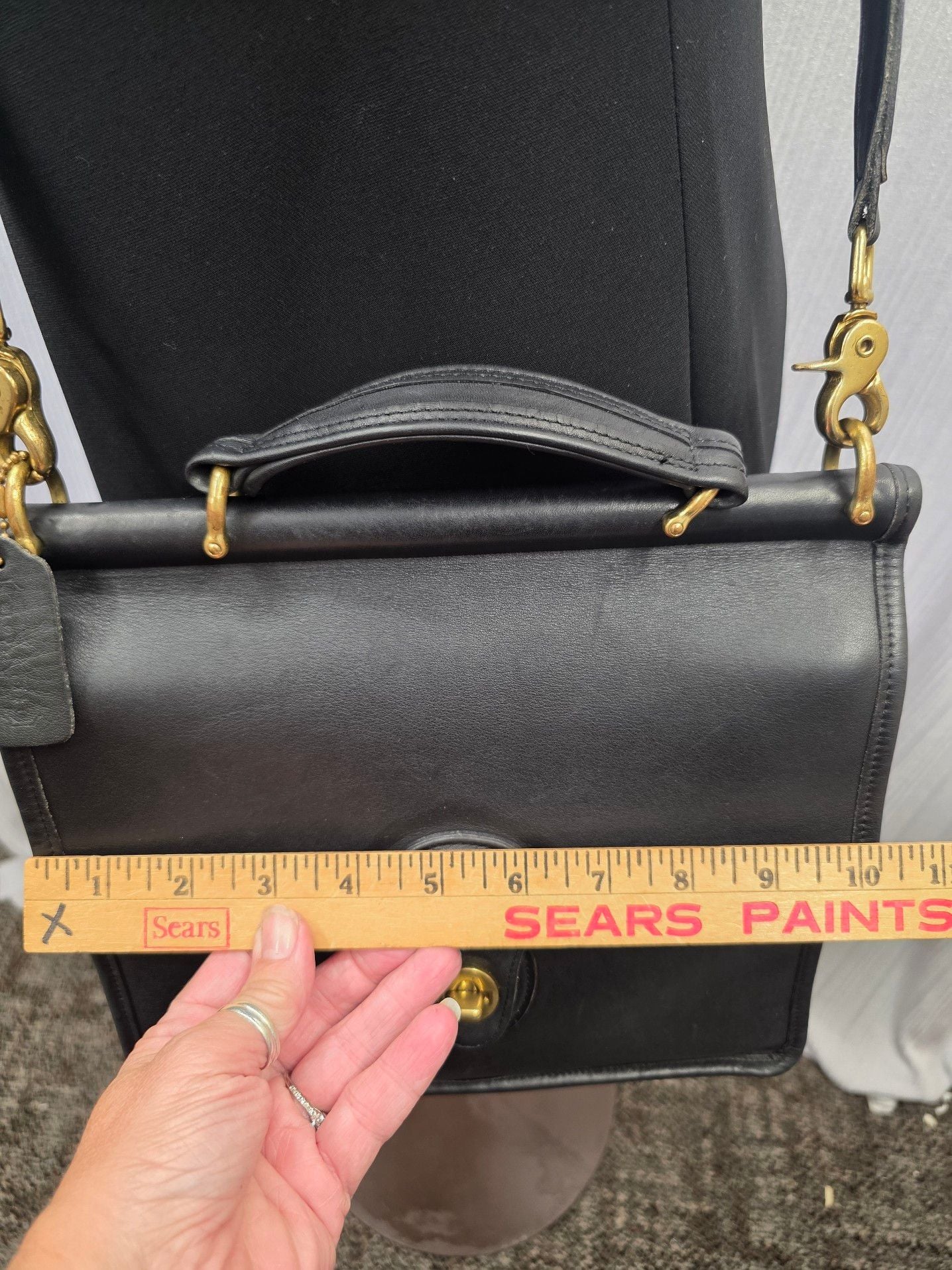 Vintage Coach Black Leather Top Handle Crossbody Bag No. B9P-9927 6