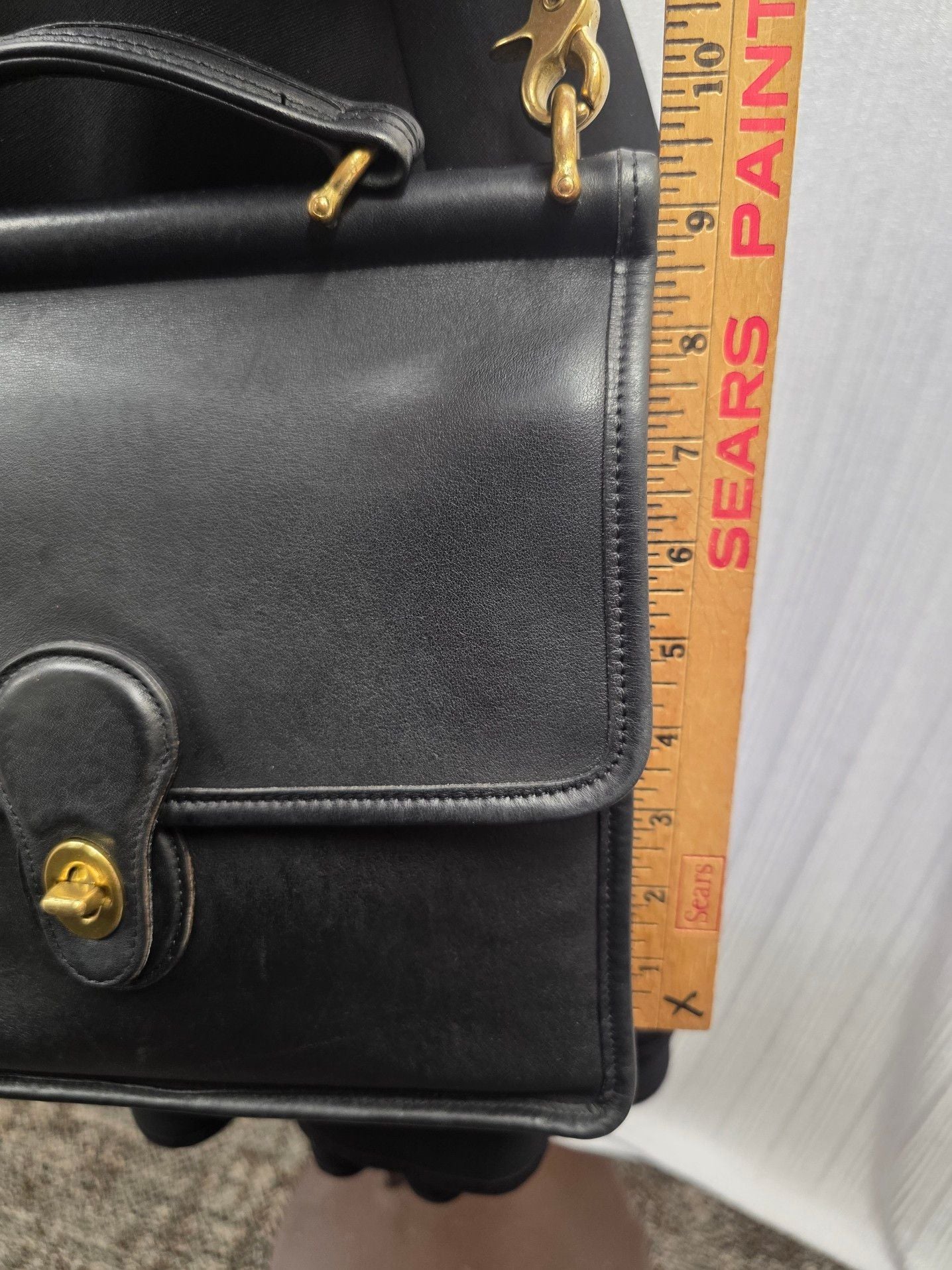 Vintage Coach Black Leather Top Handle Crossbody Bag No. B9P-9927 7