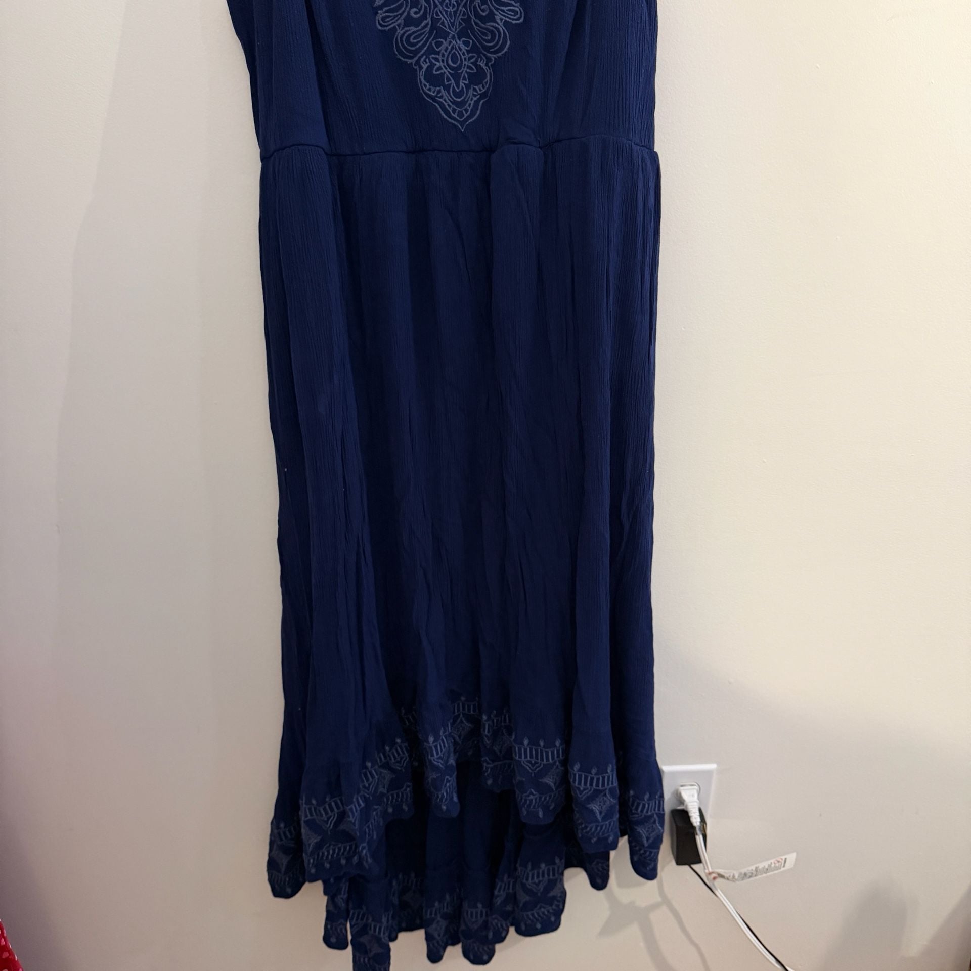 Torrid Blue Embroidered High Low Sleeveless Dress Size 1X 4