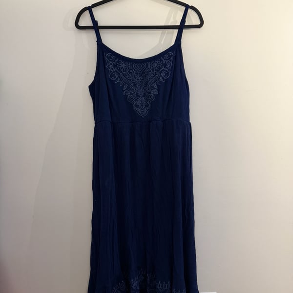 Torrid Blue Embroidered High Low Sleeveless Dress Size 1X