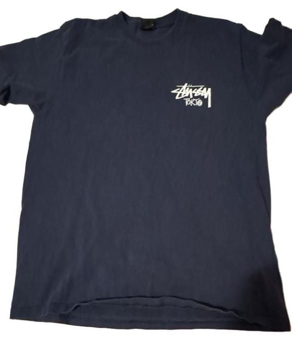 Stussy Tokyo Exclusive Logo Tee Navy Short Sleeve T-Shirt Size M 3