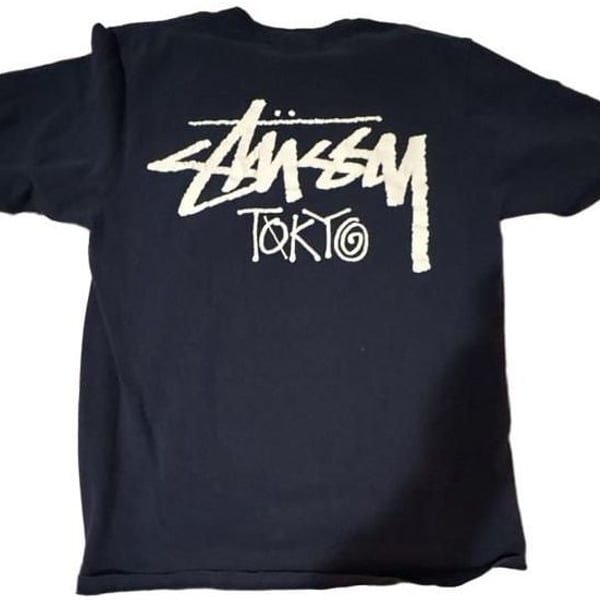 Stussy Tokyo Exclusive Logo Tee Navy Short Sleeve T-Shirt Size M