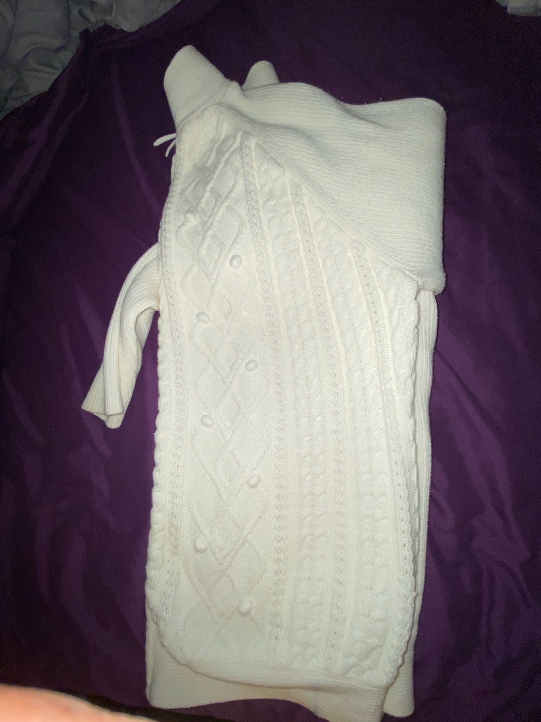 Croft & Barrow White Cable Knit Zip Up Cardigan Sweater 7