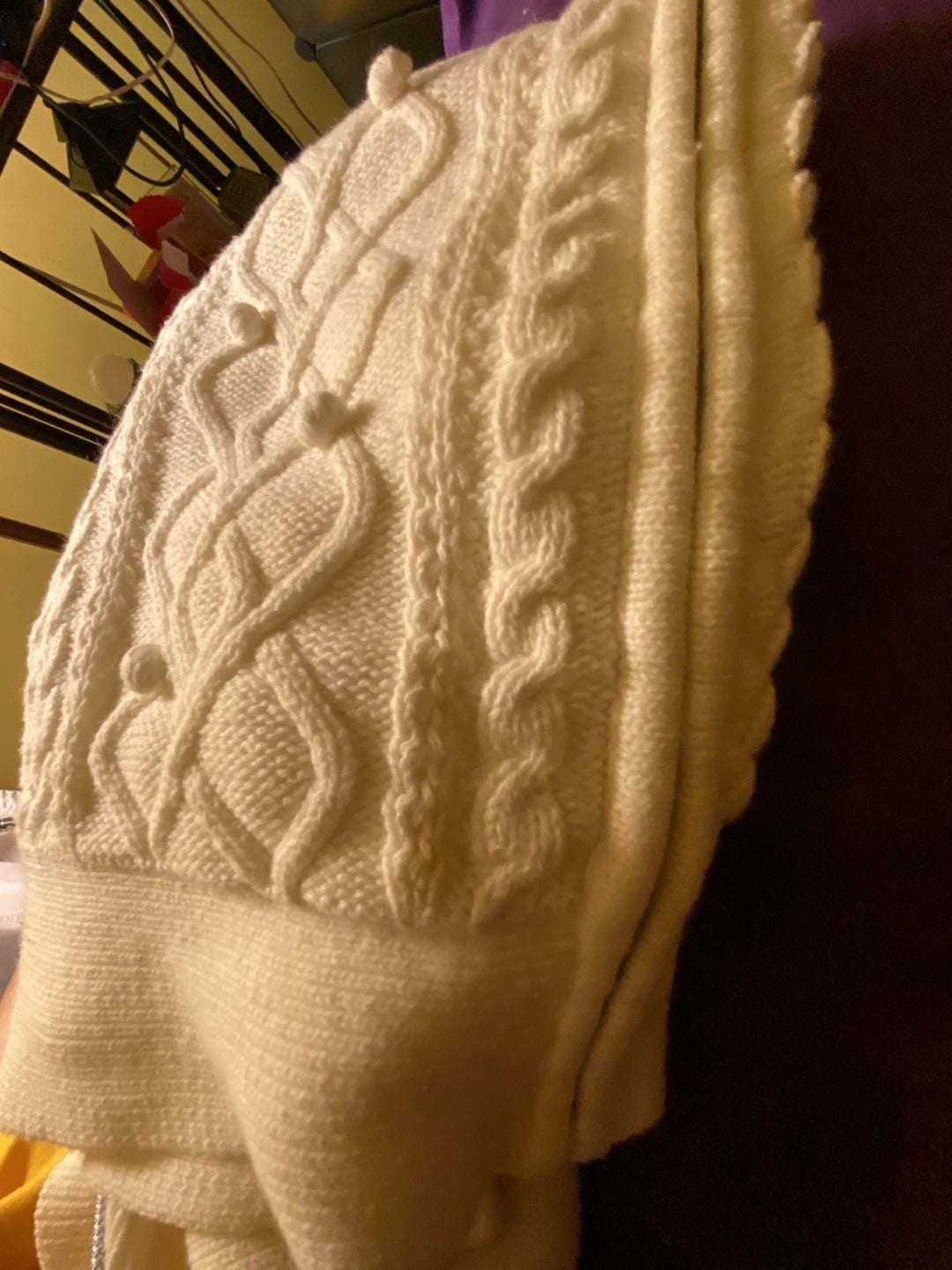 Croft & Barrow White Cable Knit Zip Up Cardigan Sweater 8