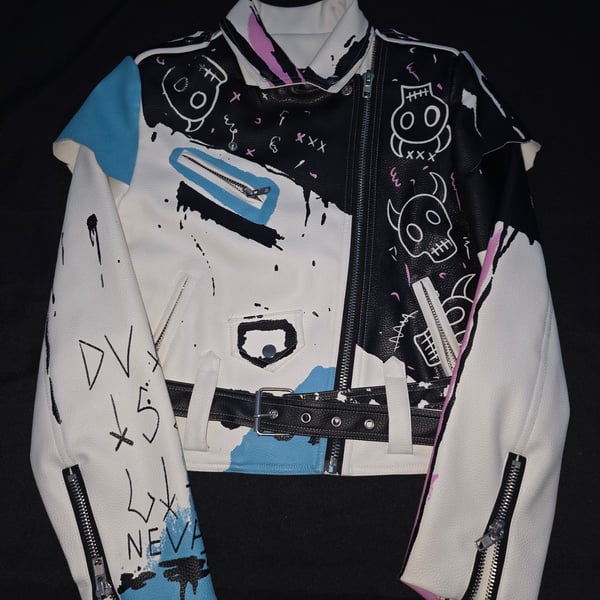 Unbranded Graffiti Skull Punk Rock Biker Leather Jacket