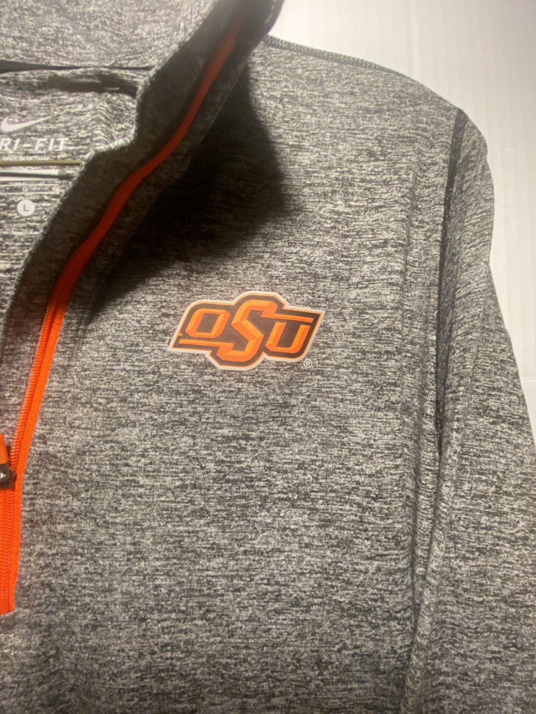 Nike Oklahoma State University Women’s L OSU Dri-Fit Quarter-Zip Pullover Gray 4