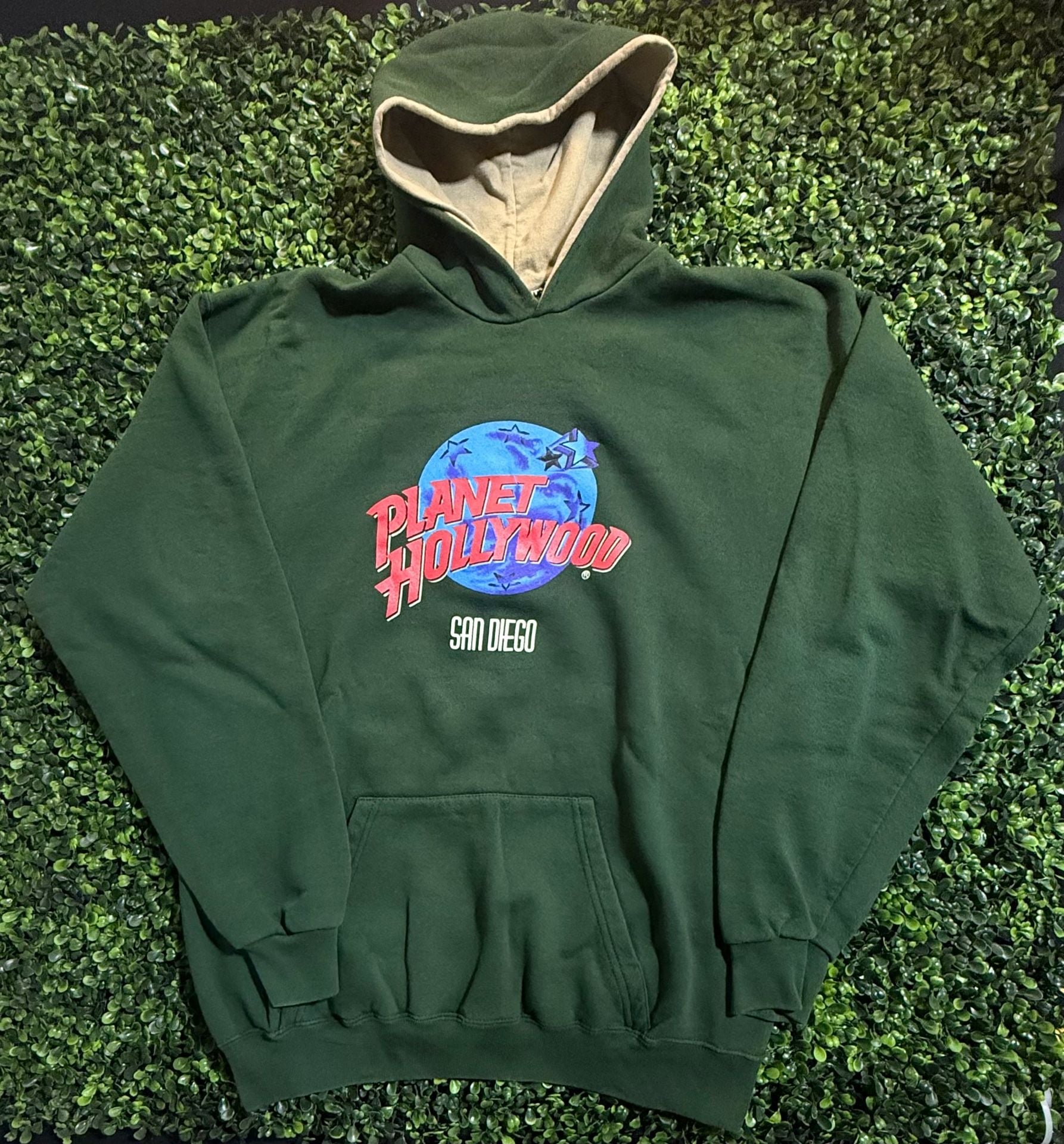 Vintage Planet Hollywood San Diego Green Hoodie Sweatshirt Made in USA 2