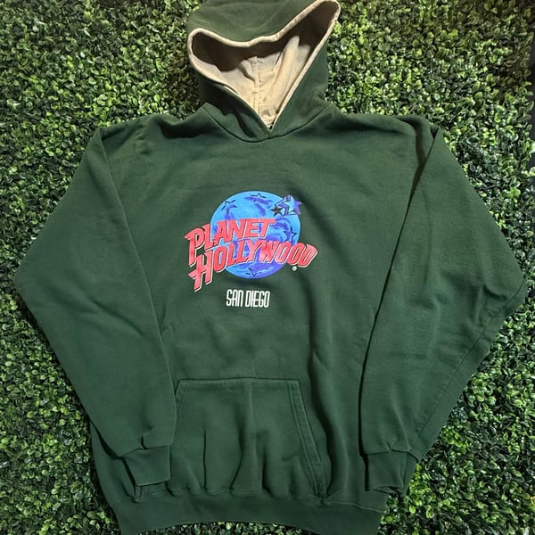 Vintage Planet Hollywood San Diego Green Hoodie Sweatshirt Made in USA