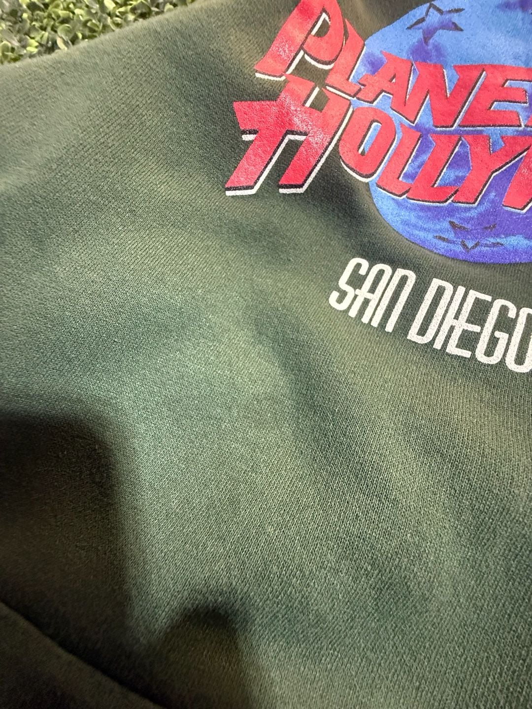 Vintage Planet Hollywood San Diego Green Hoodie Sweatshirt Made in USA 5