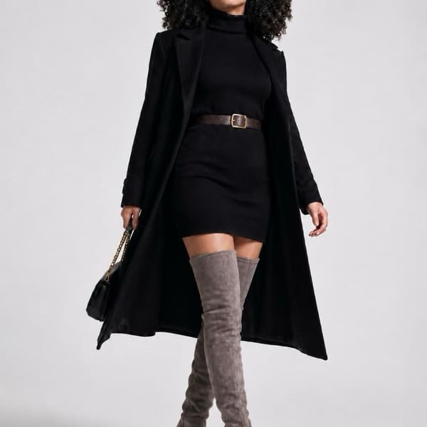 Marc Fisher Grey Suede Over-The-Knee Boots with Block Heel