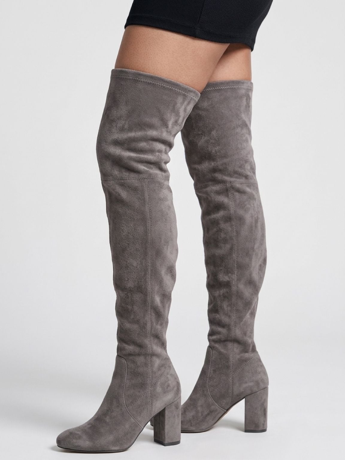 Marc Fisher Grey Suede Over-The-Knee Boots with Block Heel 3