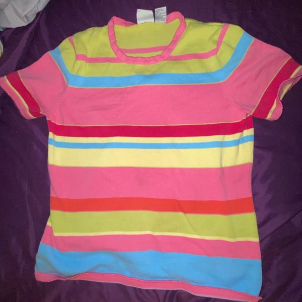Field Gear Vintage Multi-Color Striped Short Sleeve Cotton T-Shirt Size M