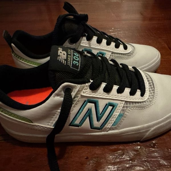 New Balance Numeric Jamie Foy 306 White Aqua Sky Skate Shoes