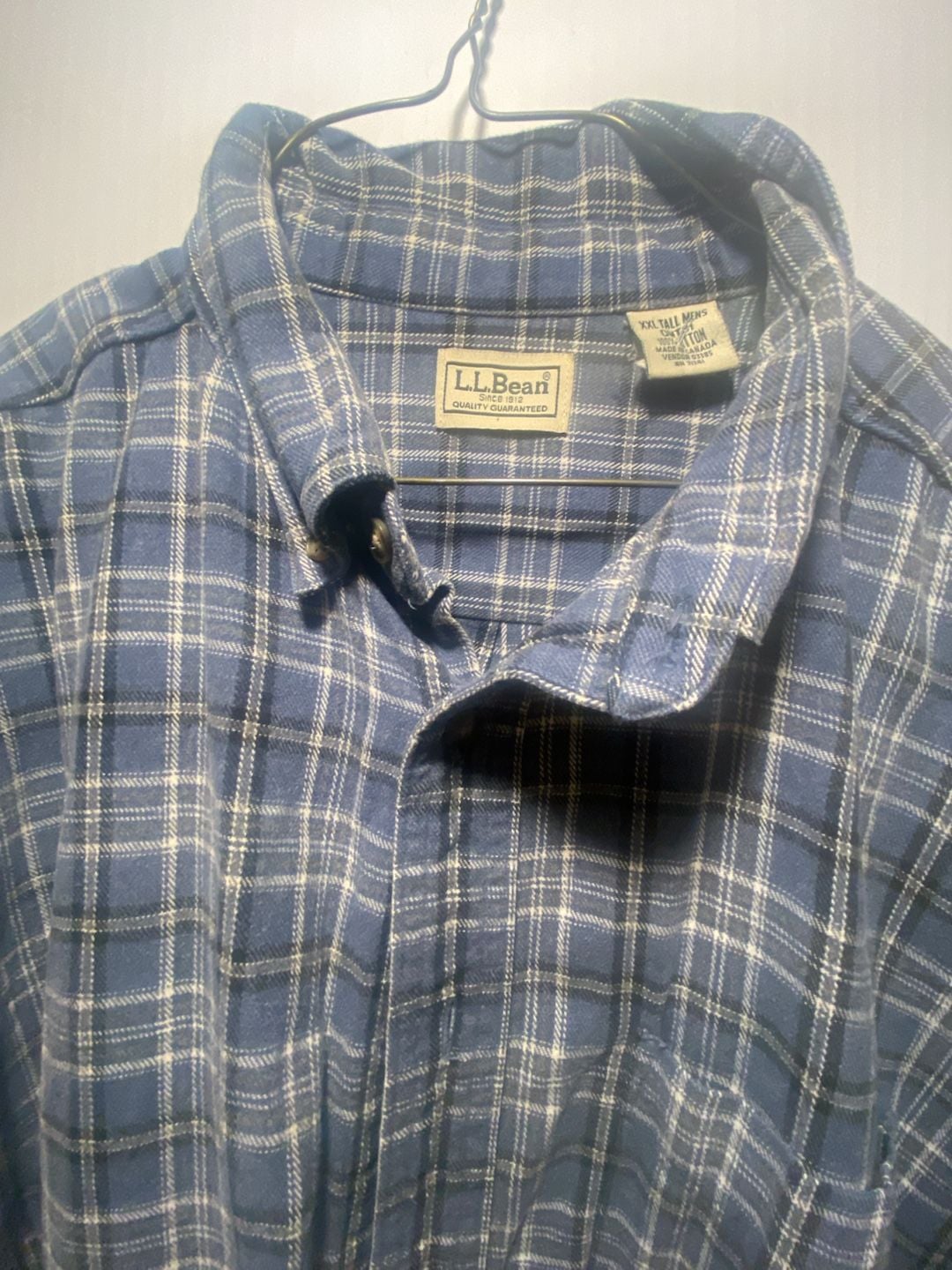 L.L. Bean Men's XXL Tall Blue Plaid Long Sleeve Button-Down Shirt 8