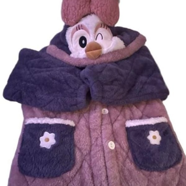 Women Kawaii Flannel Winter Kimono Nightgown Cute Duck