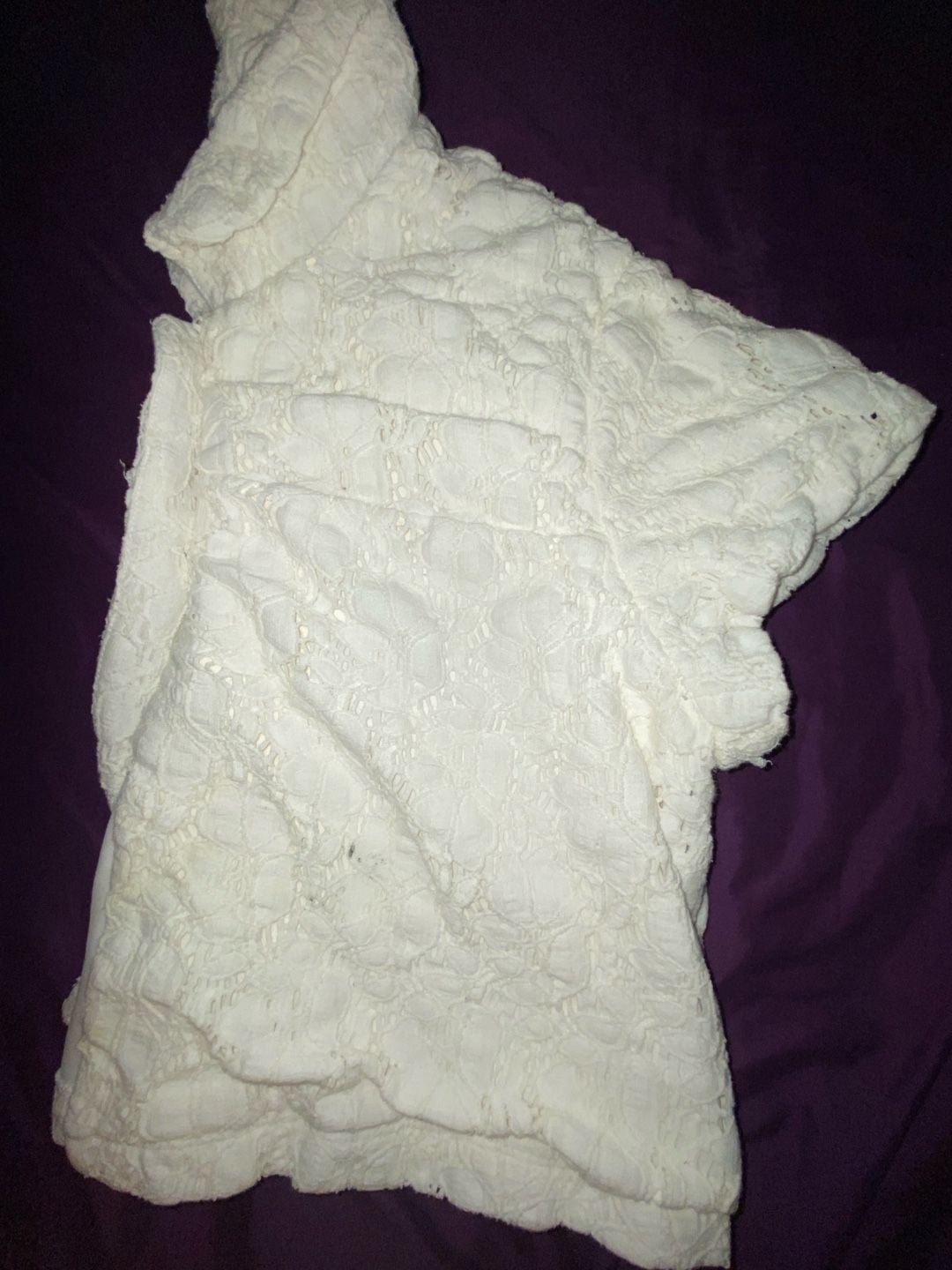 Cara Ryan Ivory White Lace Short Sleeve Crop Button Jacket Blazer XL 7