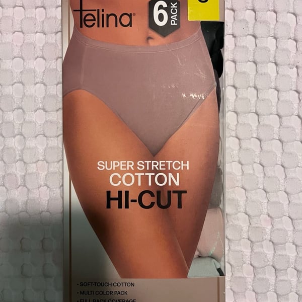 Felina Women's Super Stretch Cotton Hi-Cut Panties 6-Pack Small