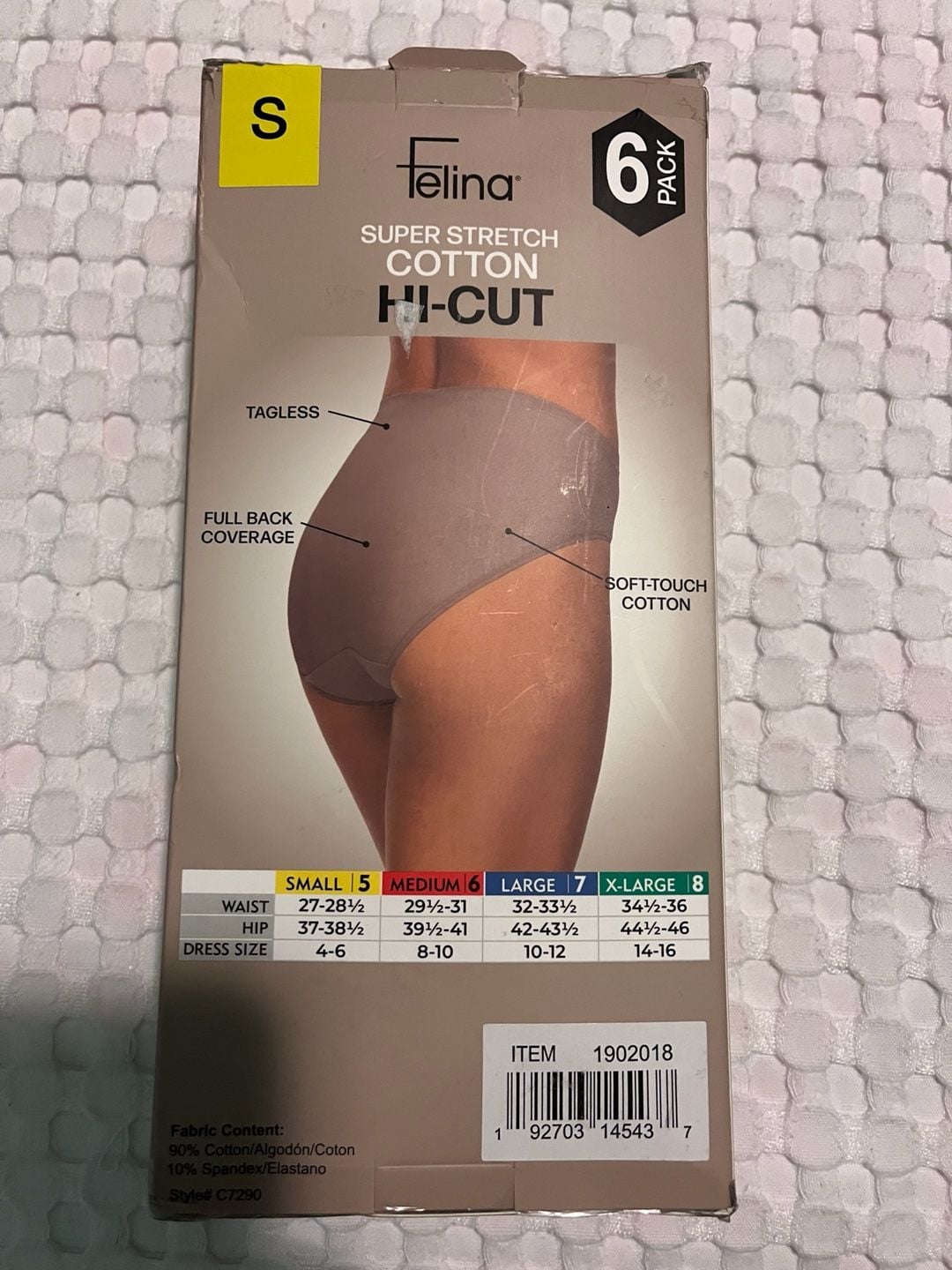Felina Women's Super Stretch Cotton Hi-Cut Panties 6-Pack Small 5