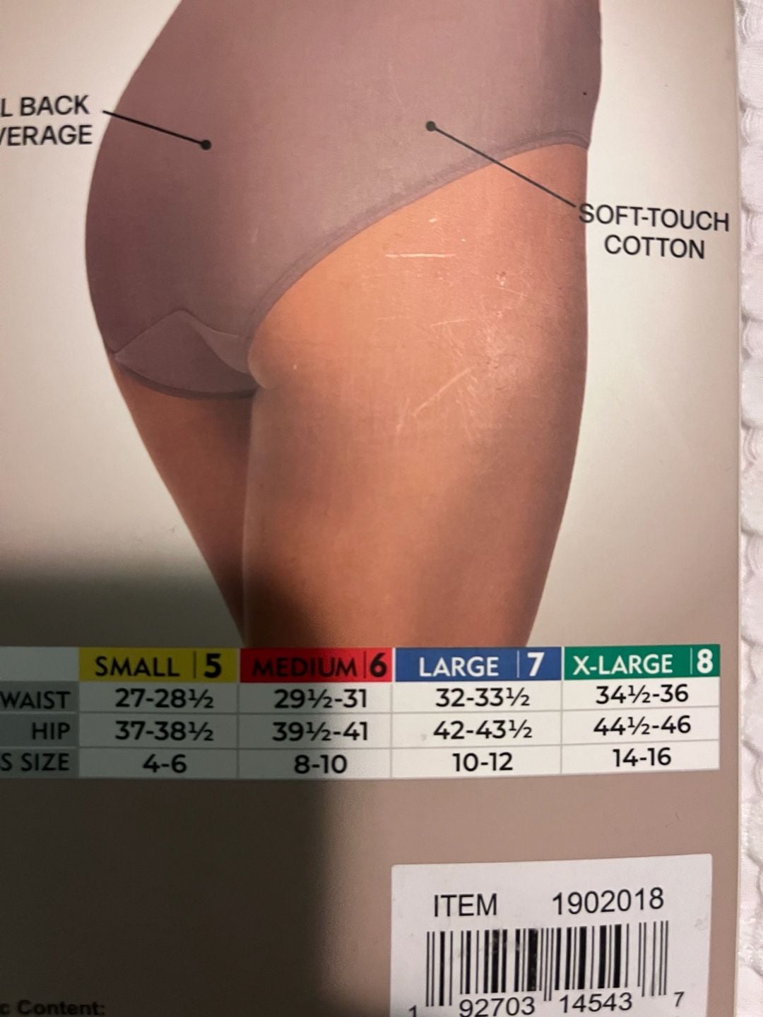 Felina Women's Super Stretch Cotton Hi-Cut Panties 6-Pack Small 6