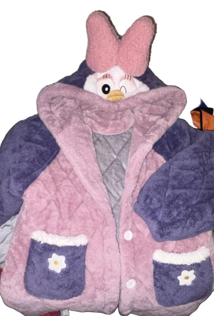 Women Kawaii Flannel Winter Kimono Nightgown Cute Duck 2
