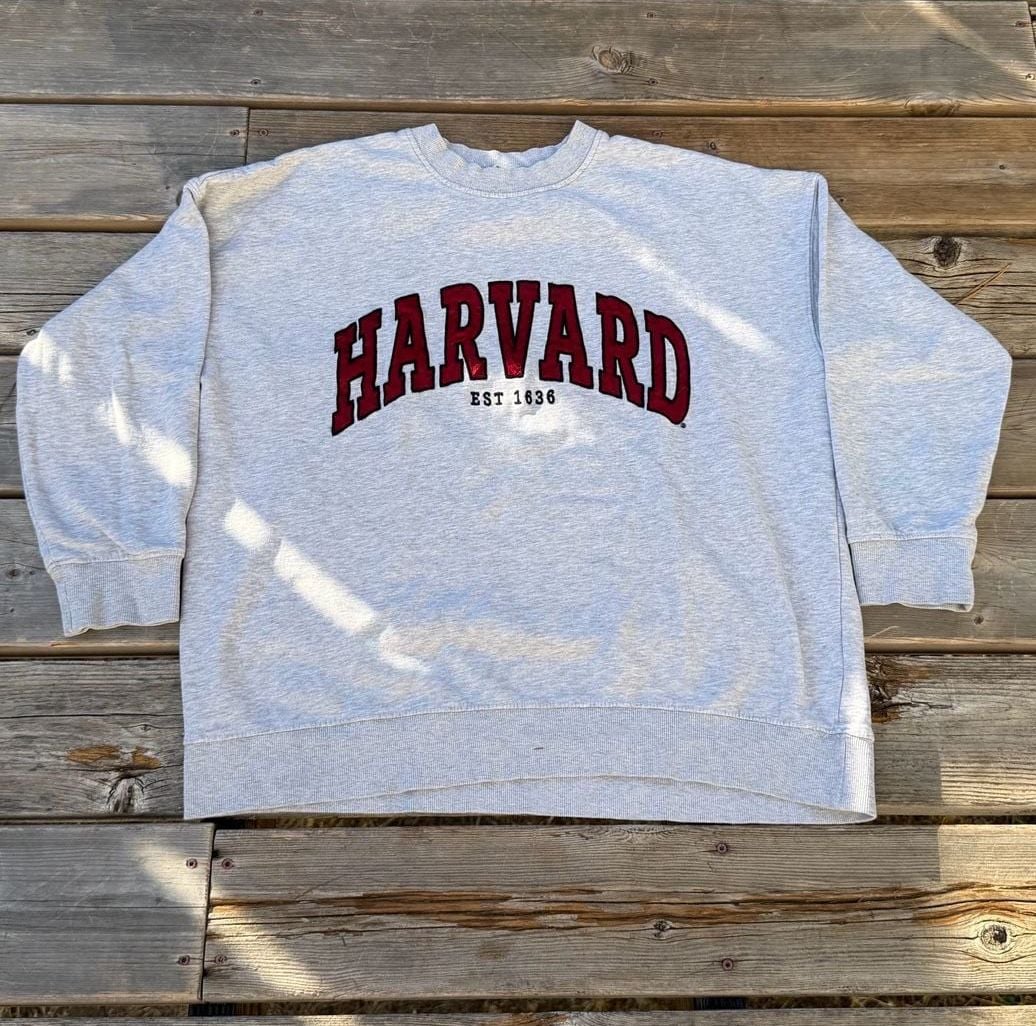 H&M Harvard University Gray Sweatshirt with Embroidered Logo 2