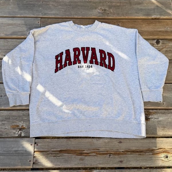 H&M Harvard University Gray Sweatshirt with Embroidered Logo