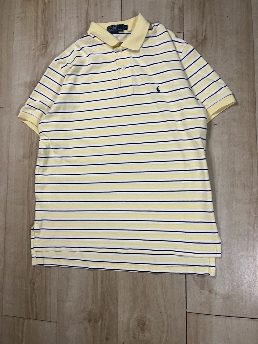 Polo by Ralph Lauren Men's Yellow and White Striped Cotton Polo Shirt Size L 3