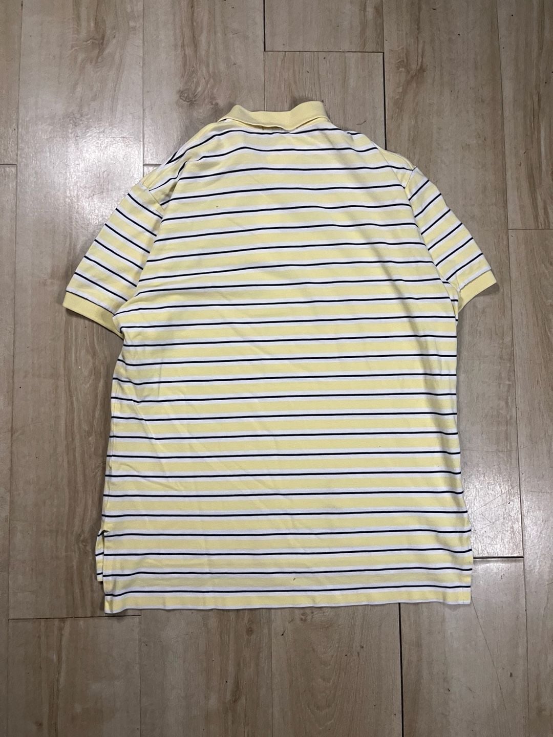 Polo by Ralph Lauren Men's Yellow and White Striped Cotton Polo Shirt Size L 6