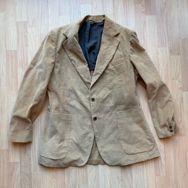 Vintage Tan Corduroy Blazer Jacket with Patch Pockets Mens M