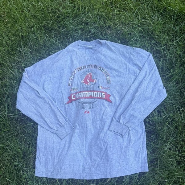 Vintage 2007 Boston Red Sox World Series Champions MLB Majestic Long Sleeve Gray T-Shirt XL