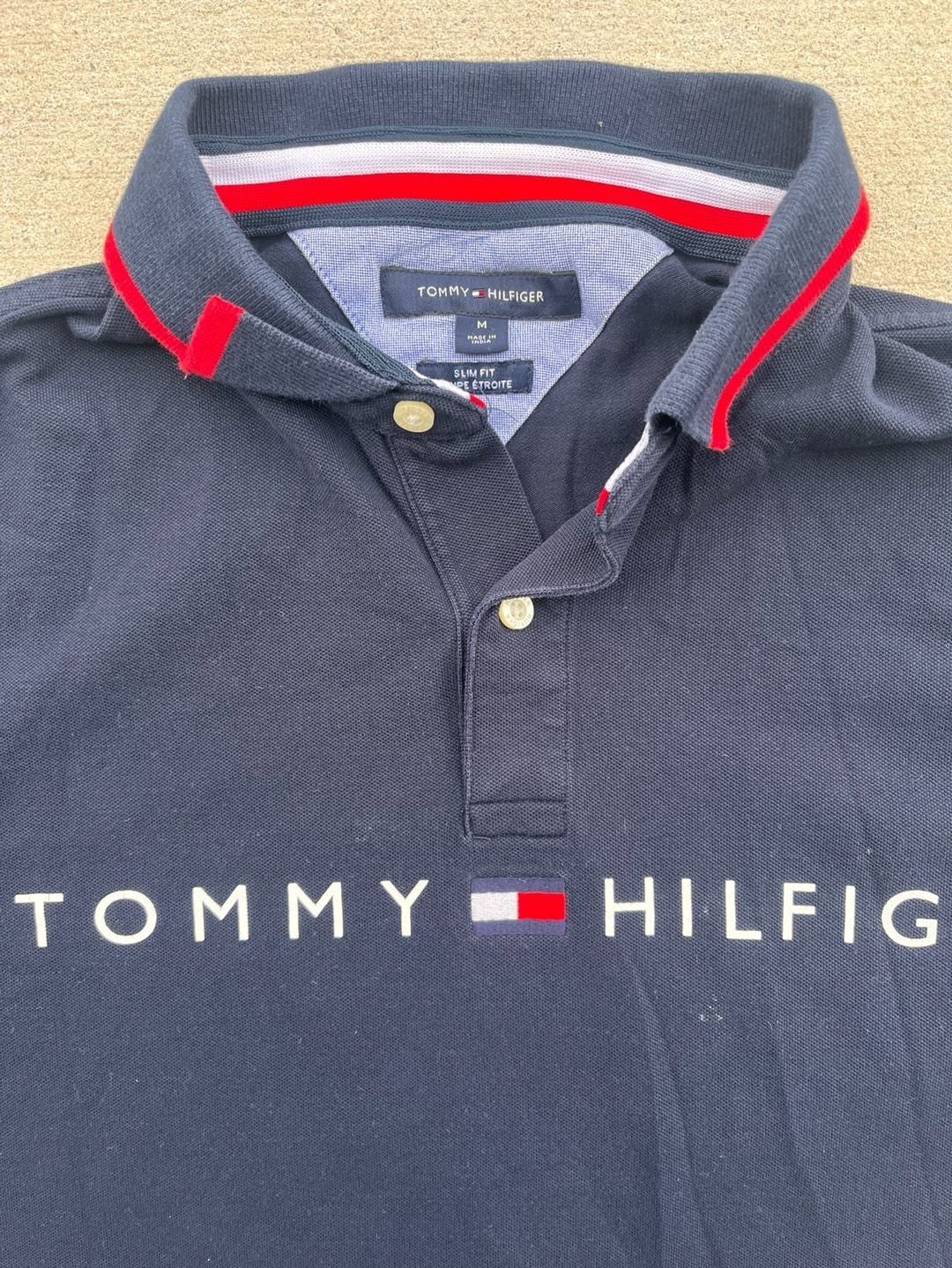 Tommy Hilfiger Men's Slim Fit Flag Logo Polo Shirt Navy Blue Medium 4