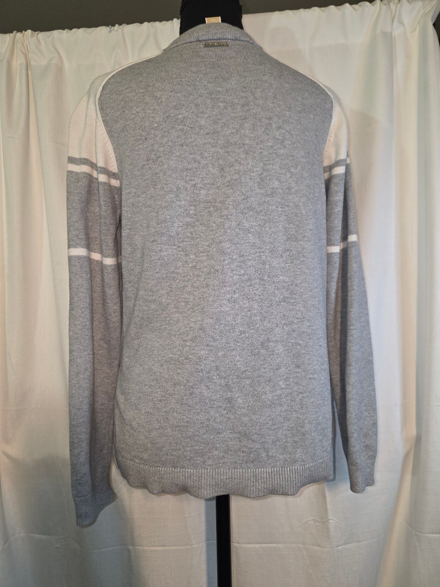 MICHAEL KORS Logo Sweater Size S Gray White Crewneck Pullover 5