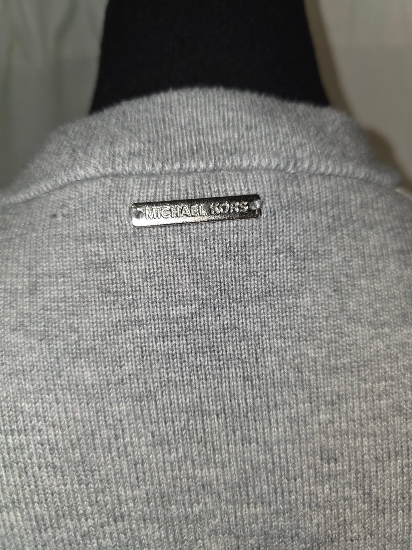 MICHAEL KORS Logo Sweater Size S Gray White Crewneck Pullover 6